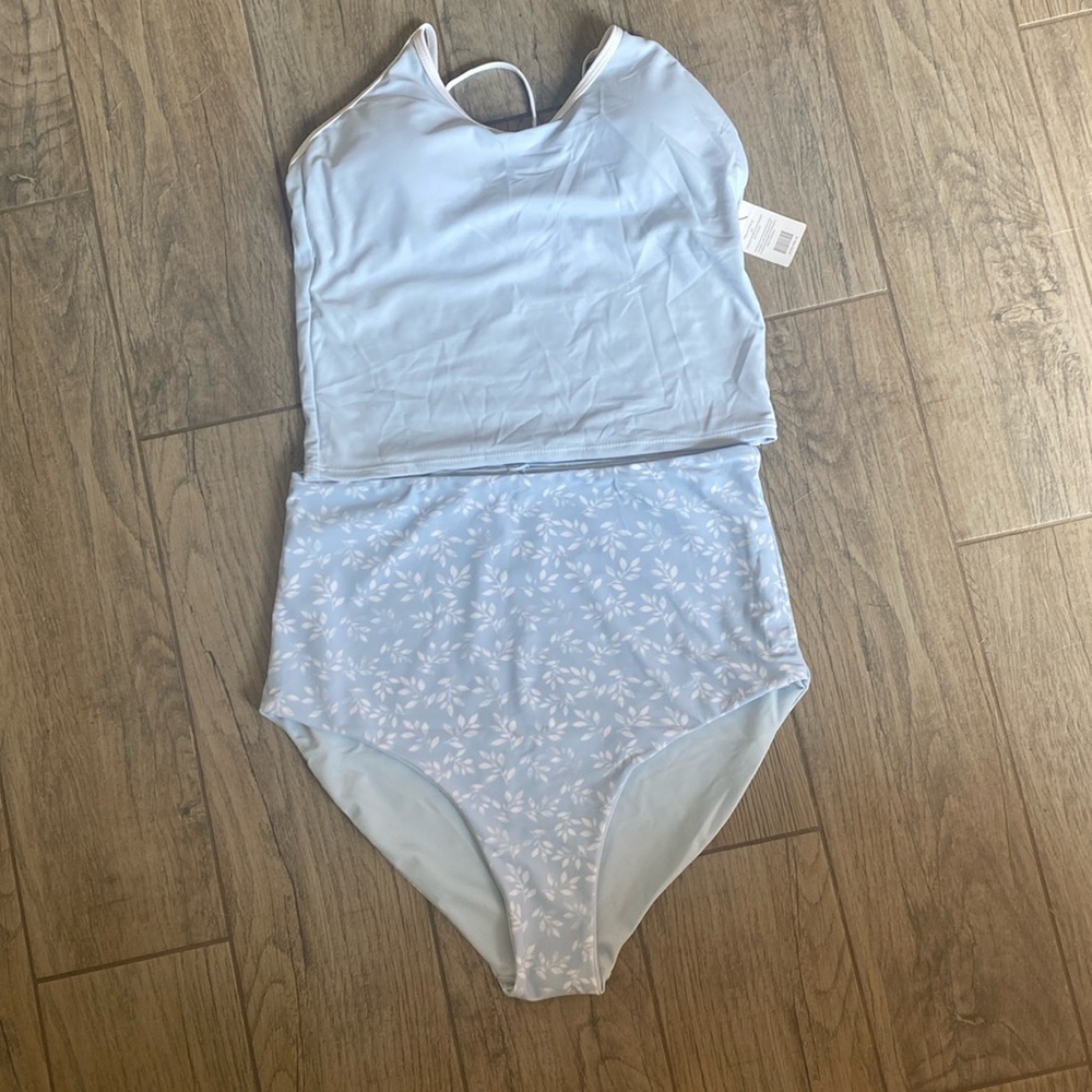 Swim tankini top with reversible bottoms